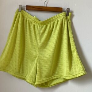 Champion women’s tie waist athletic shorts, neon yellow size large